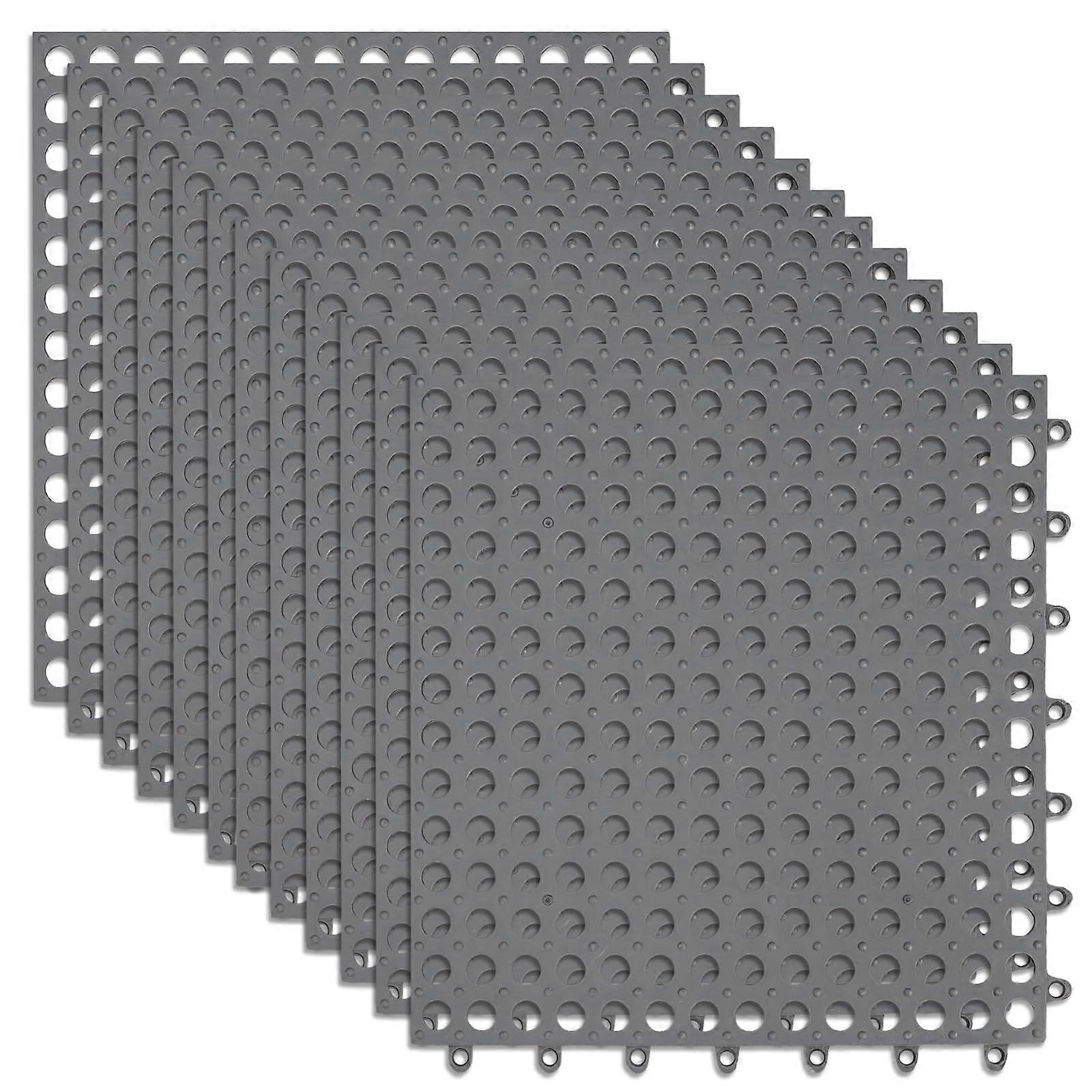 12 Pcs Interlocking Floor Tiles with NonSlip Grip, Waterproof Drainage Mats for Patio, Shower, Pool