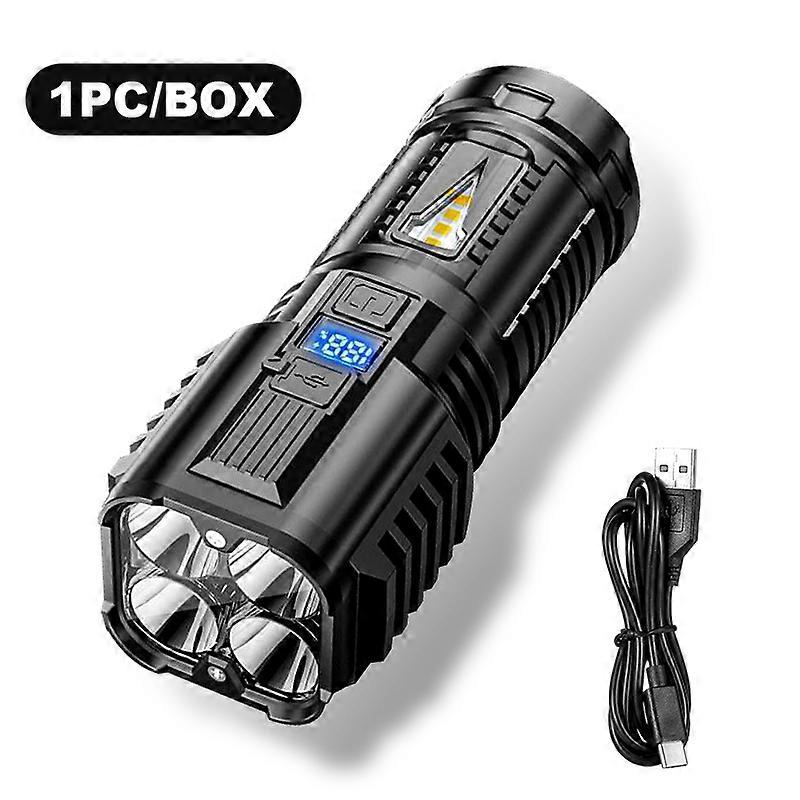 4 Core Lamp Bead Led Multi-Function COB Side Light Outdoor Portable USB Charging Smart Electric Display Flashlight