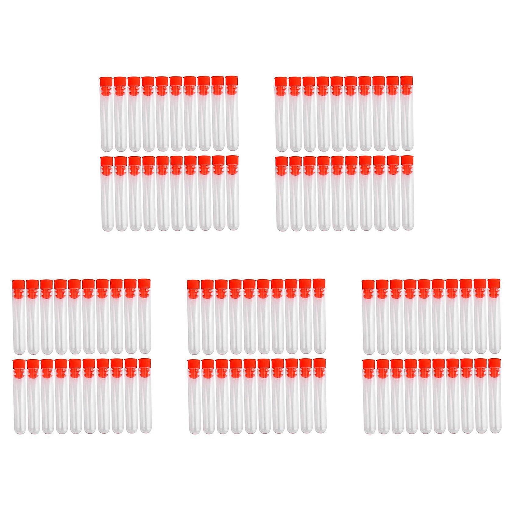 100 Pcs Non-Completed Plastic Test Tubes Lab Test Tool with Screw Cap Transparent, 12 x 60mm