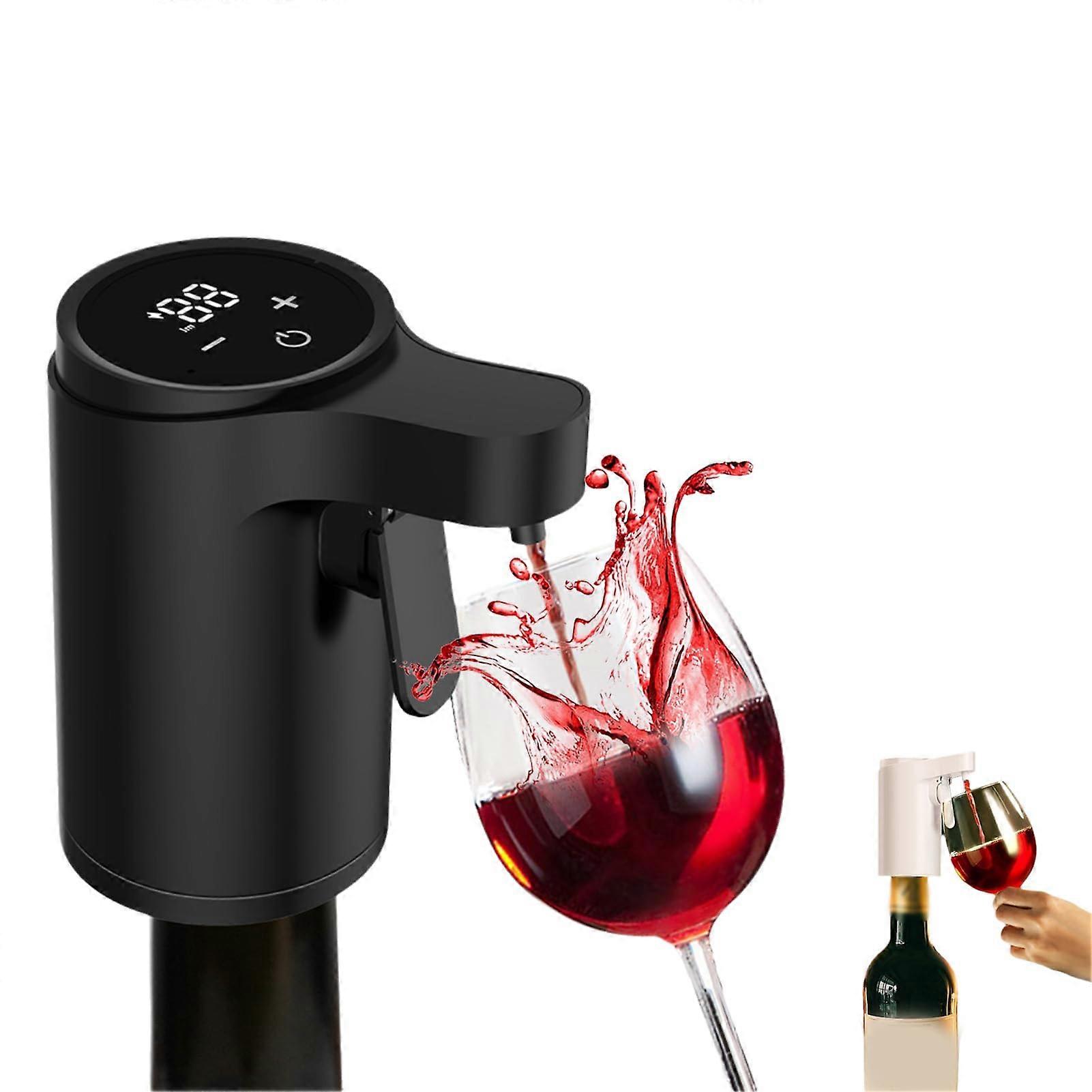 Electric Wine Aerator and Liquor Dispenser with LED Touch Control, Rechargeable, Fits Most Bottles, Black
