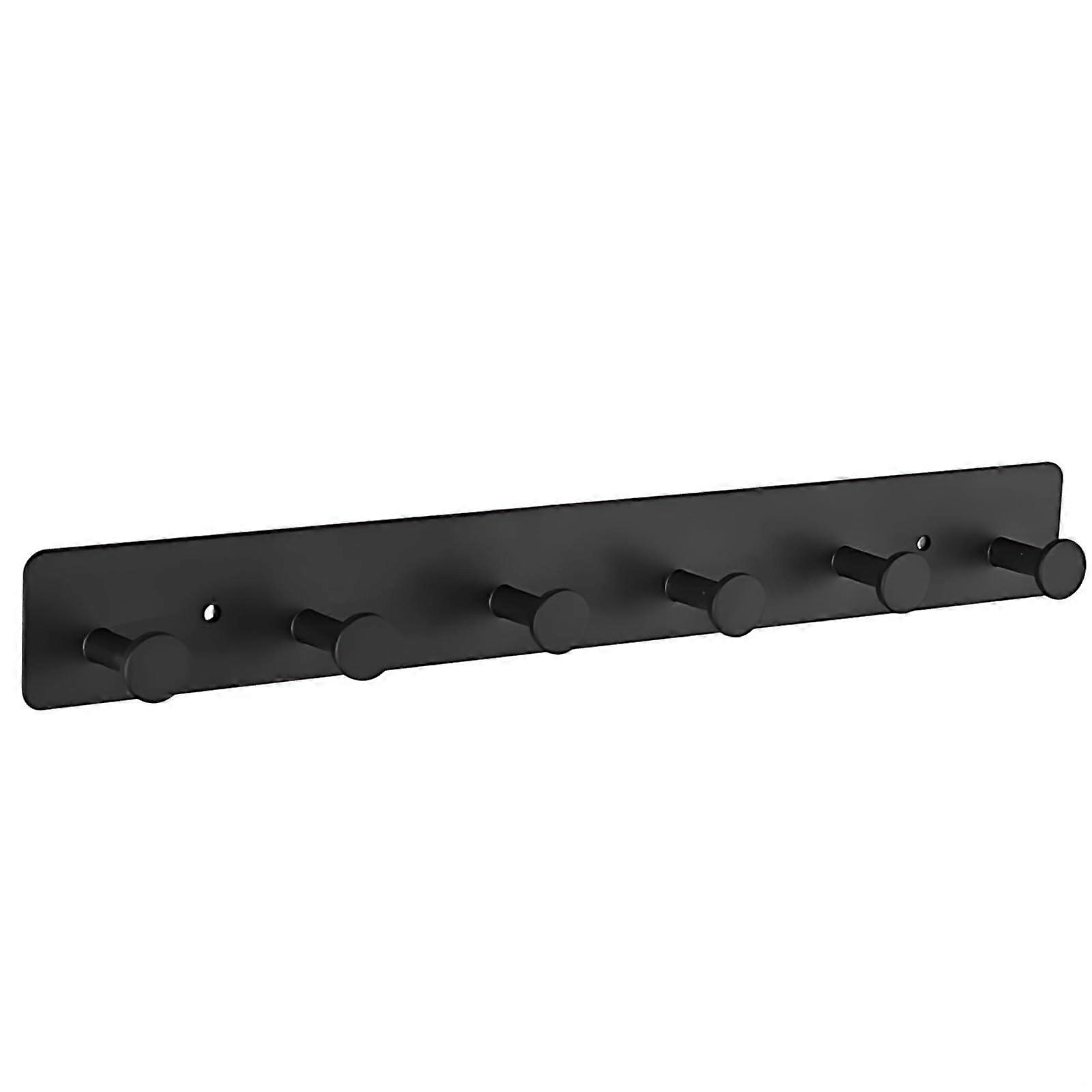 14.8 Inch Black Metal Wall Coat Rack with 6 CorrosionResistant Secure Hooks for Entryway