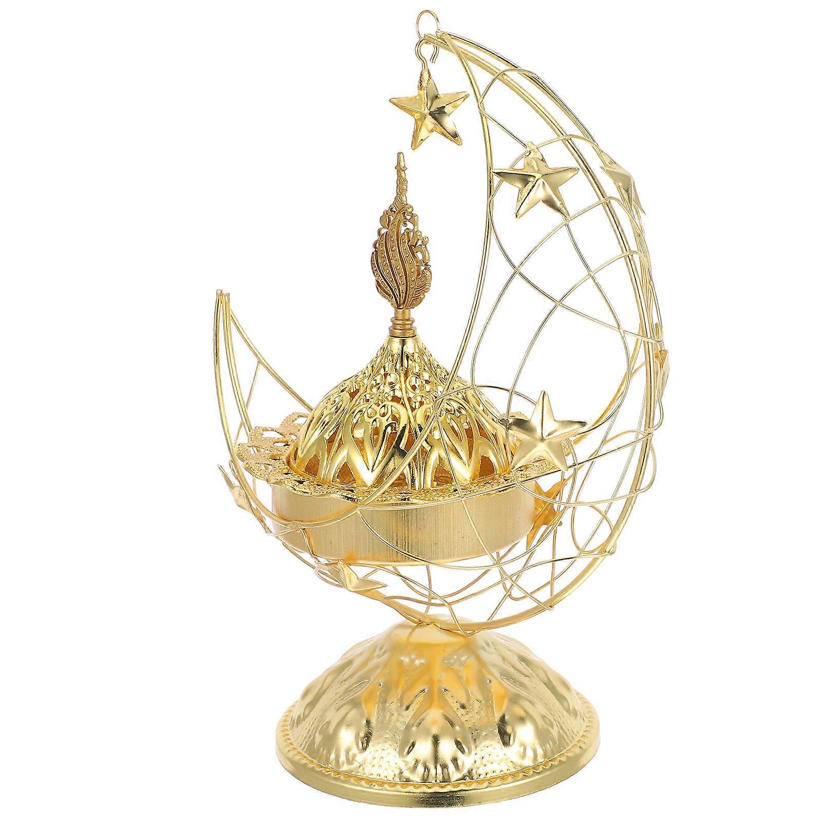 Golden Middle Eastern Moon Incense Burner for Eid Mubarak
