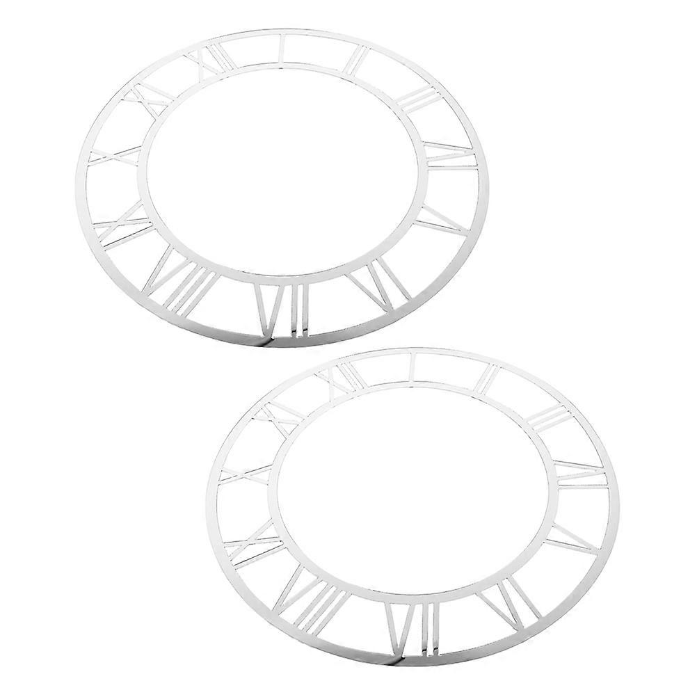 Roman Numeral Mirror Clock Face Acrylic Wall Clock Face for 2Pcs