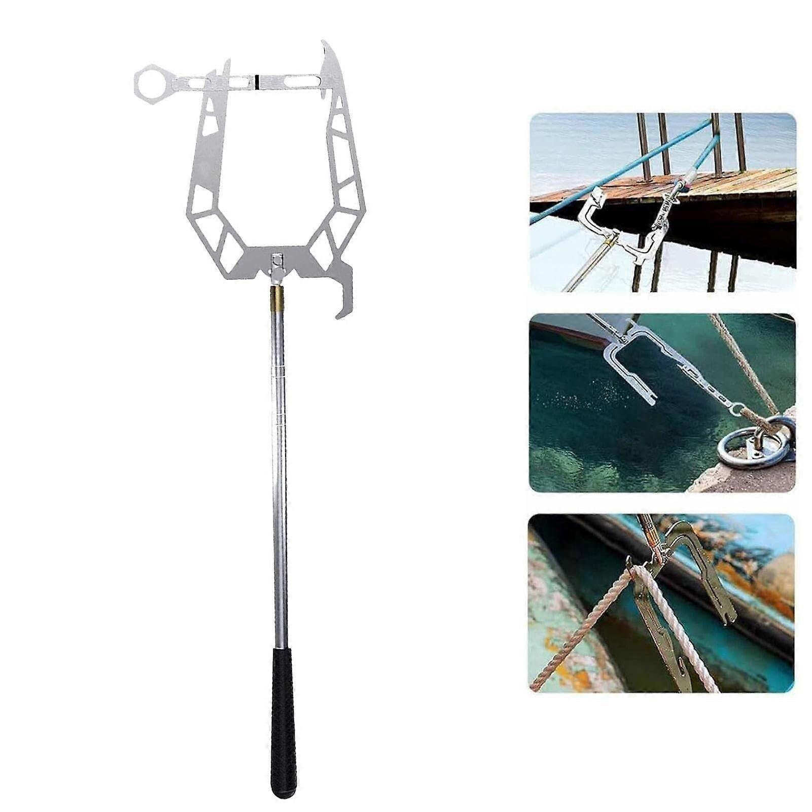 Telescopic Boat Dock Hook with Automatic Mooring Connection Stainless Steel Telescoping Pole