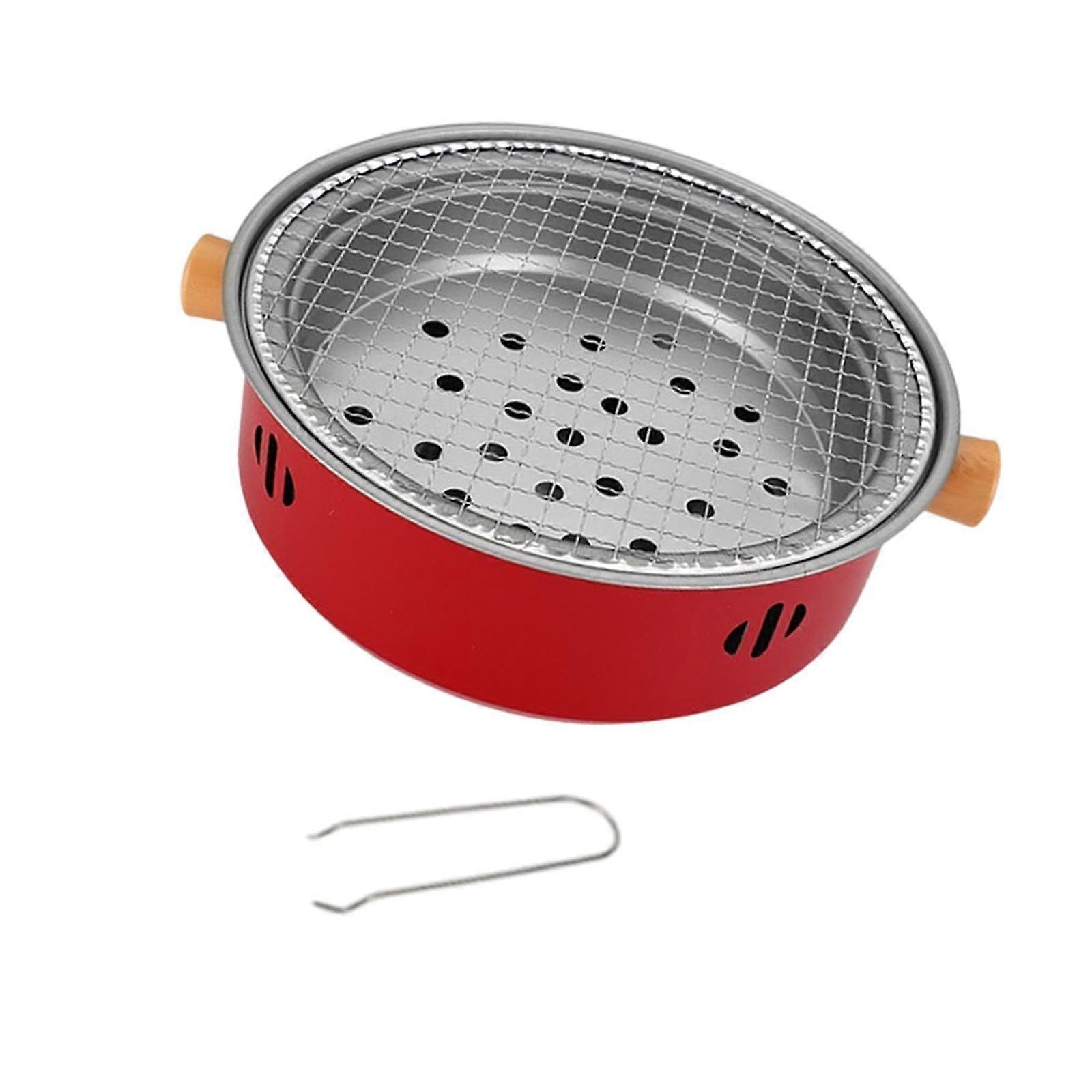 Portable BBQ Grill Tabletop Charcoal Grill Compact Multi Function for Camping Patio Backyard Red