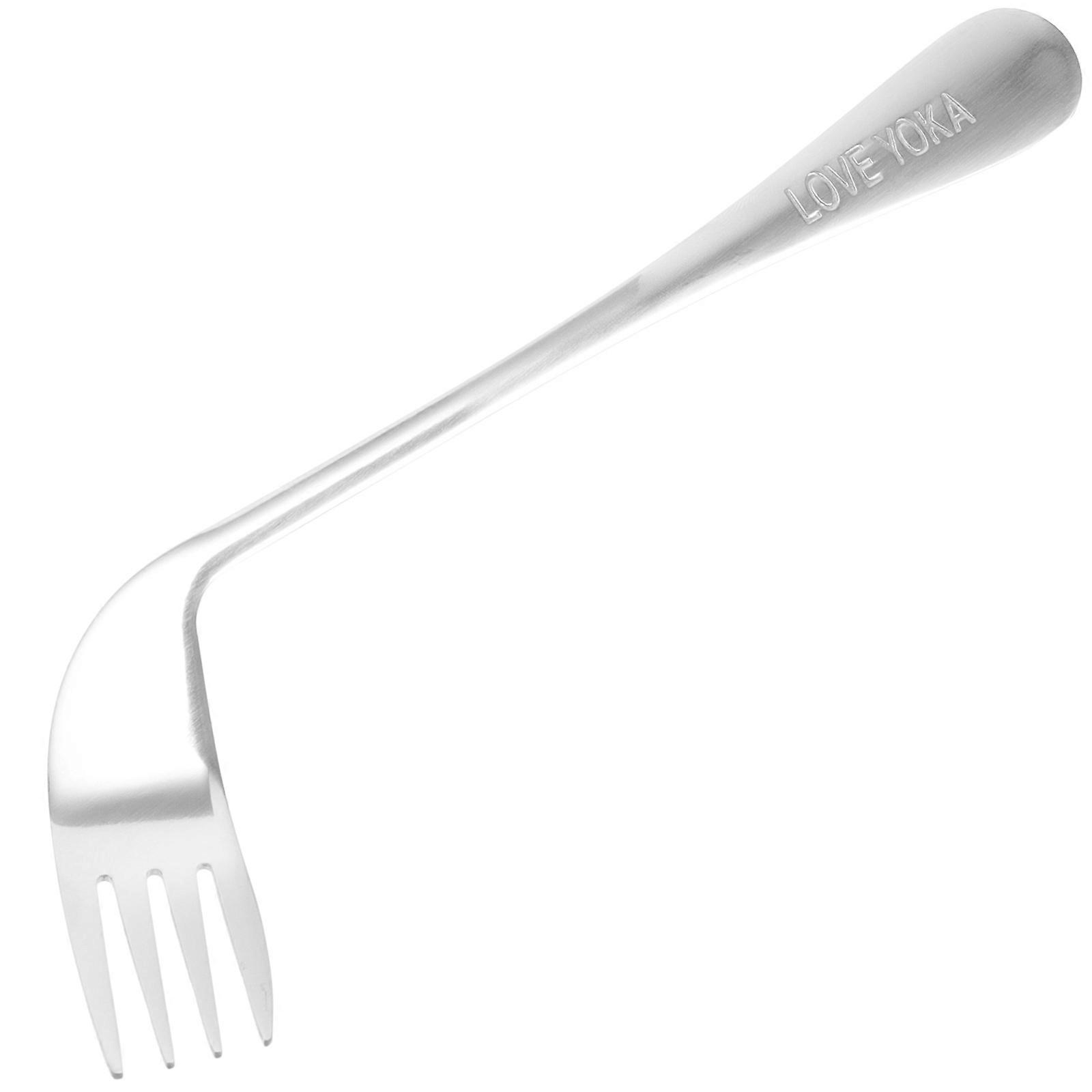 Right-Hand Feeding Fork Angled Ergonomic Fork for Home Use Silver