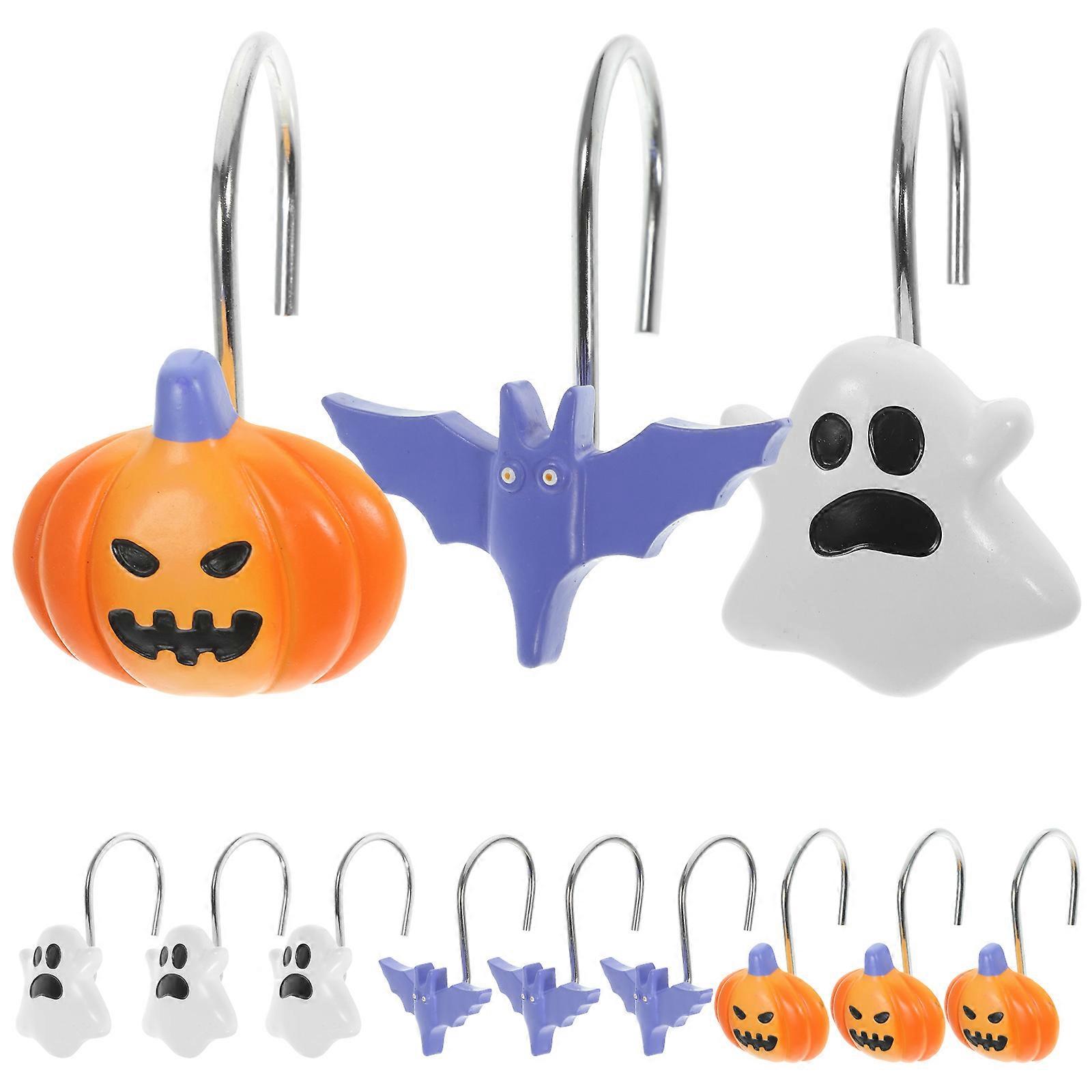 Halloween Theme Shower Curtain Hooks for Bath 12Pcs