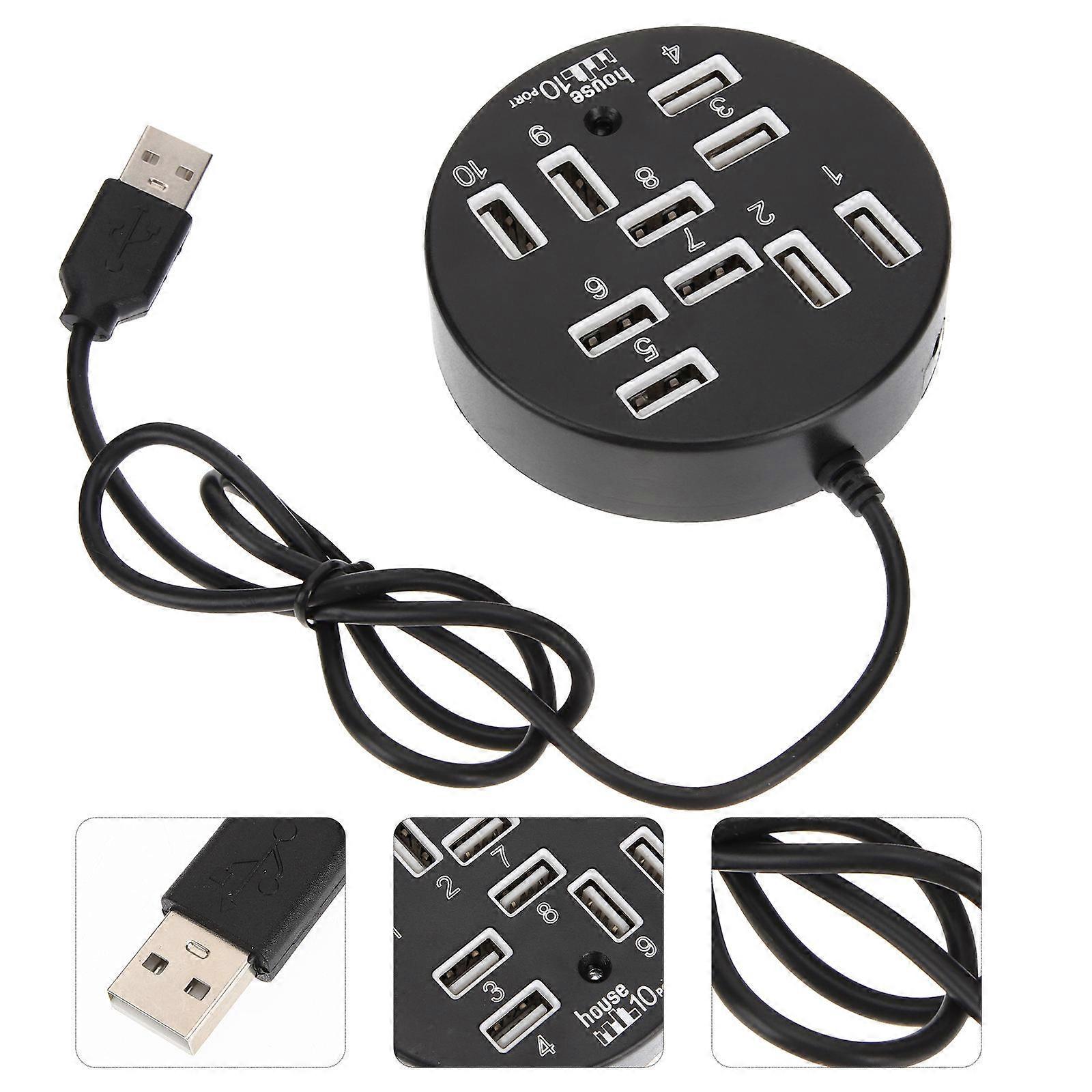 USB Hub 10 Ports USB Expander with Power Supply for Computers