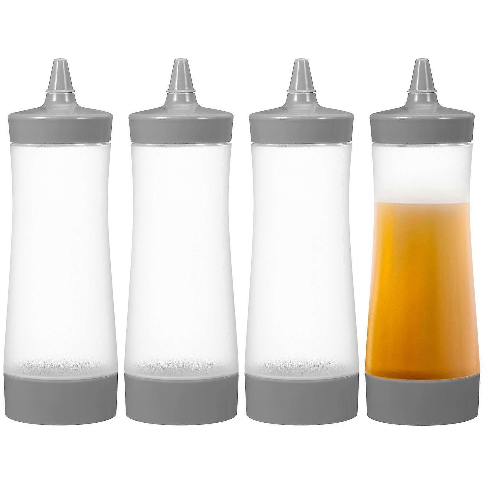 Sauce Bottle Grey Squeeze Bottle for Kitchen Use 4Pcs Set