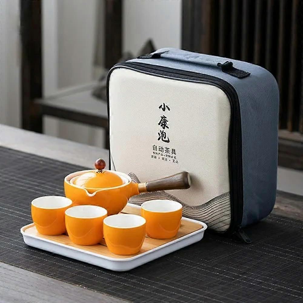 Kung Fu Tea Set with SelfRotating Ceramic Teapot and Cups for Travel Ref: 7533