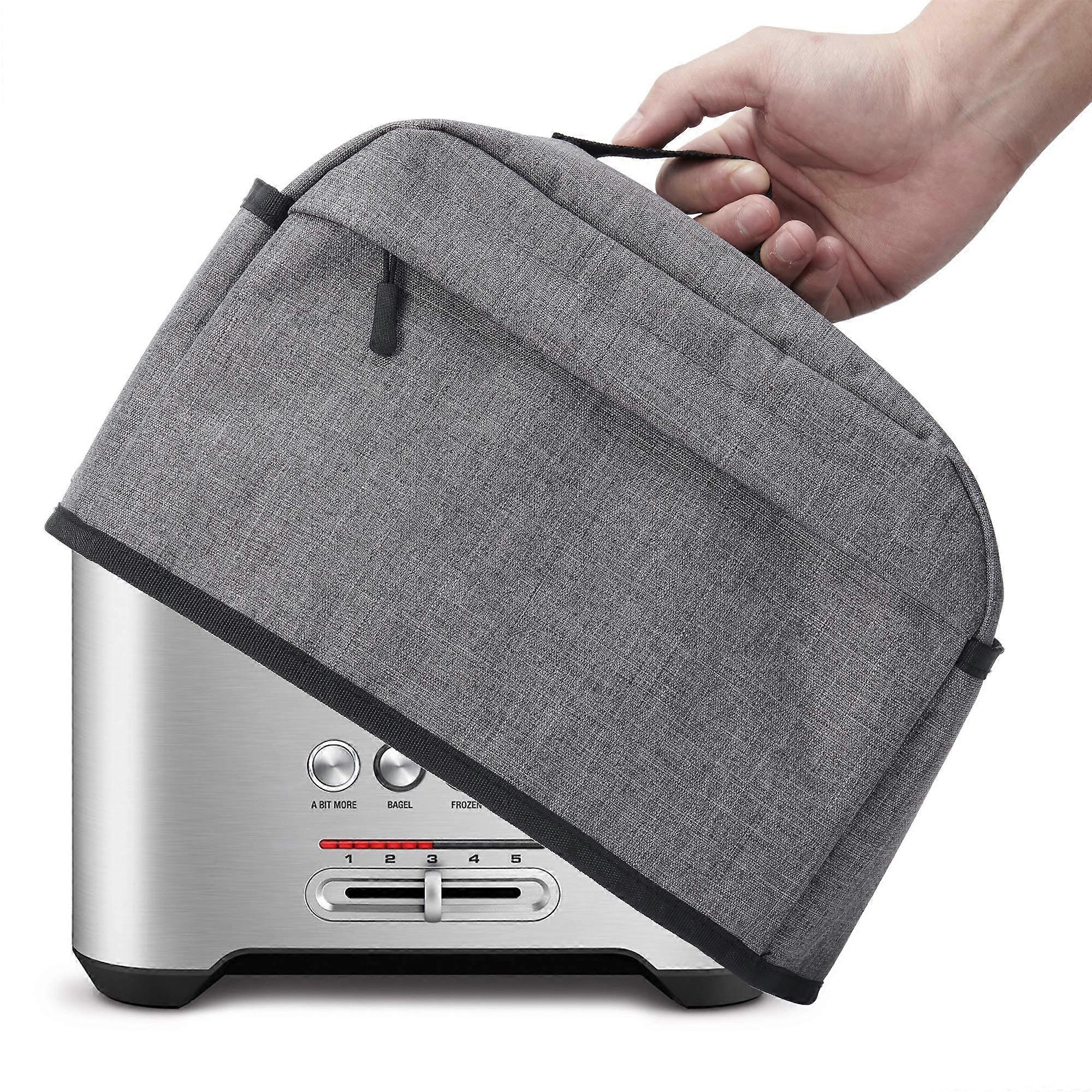 2 Slice Toaster Cover with Zippered Pockets, WaterResistant Dustproof Nylon Protector, Grey