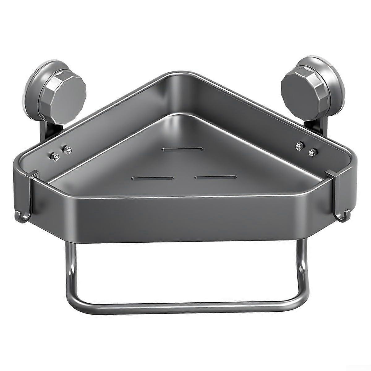 Bathroom Corner Shelf with Suction Cups Wall Mounted Shower Caddy Organizer Space Saving Design