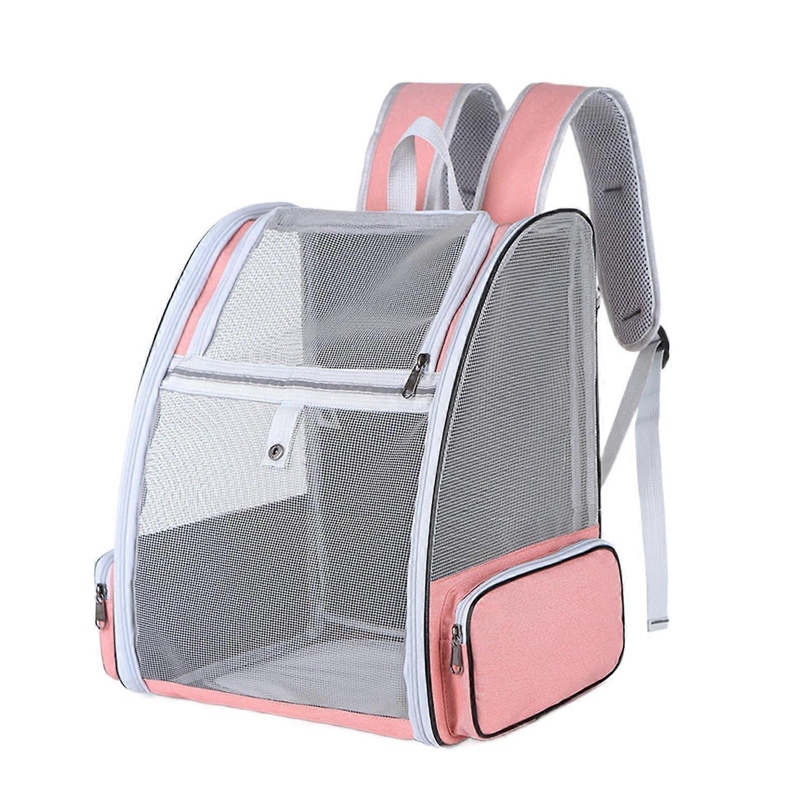 Pet Carrier Backpack with Breathable Mesh, Spacious Compartment, Durable Build, Pink for Travel
