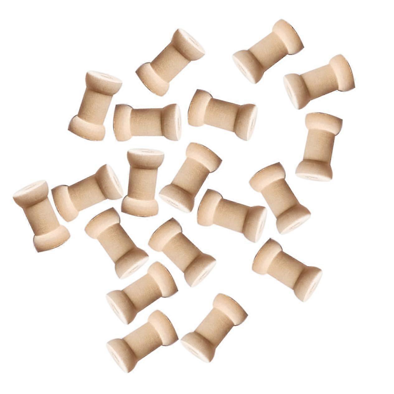 20pcs Wooden Empty Thread Spools Set Durable Smooth Edges for Sewing Embroidery and Crafts