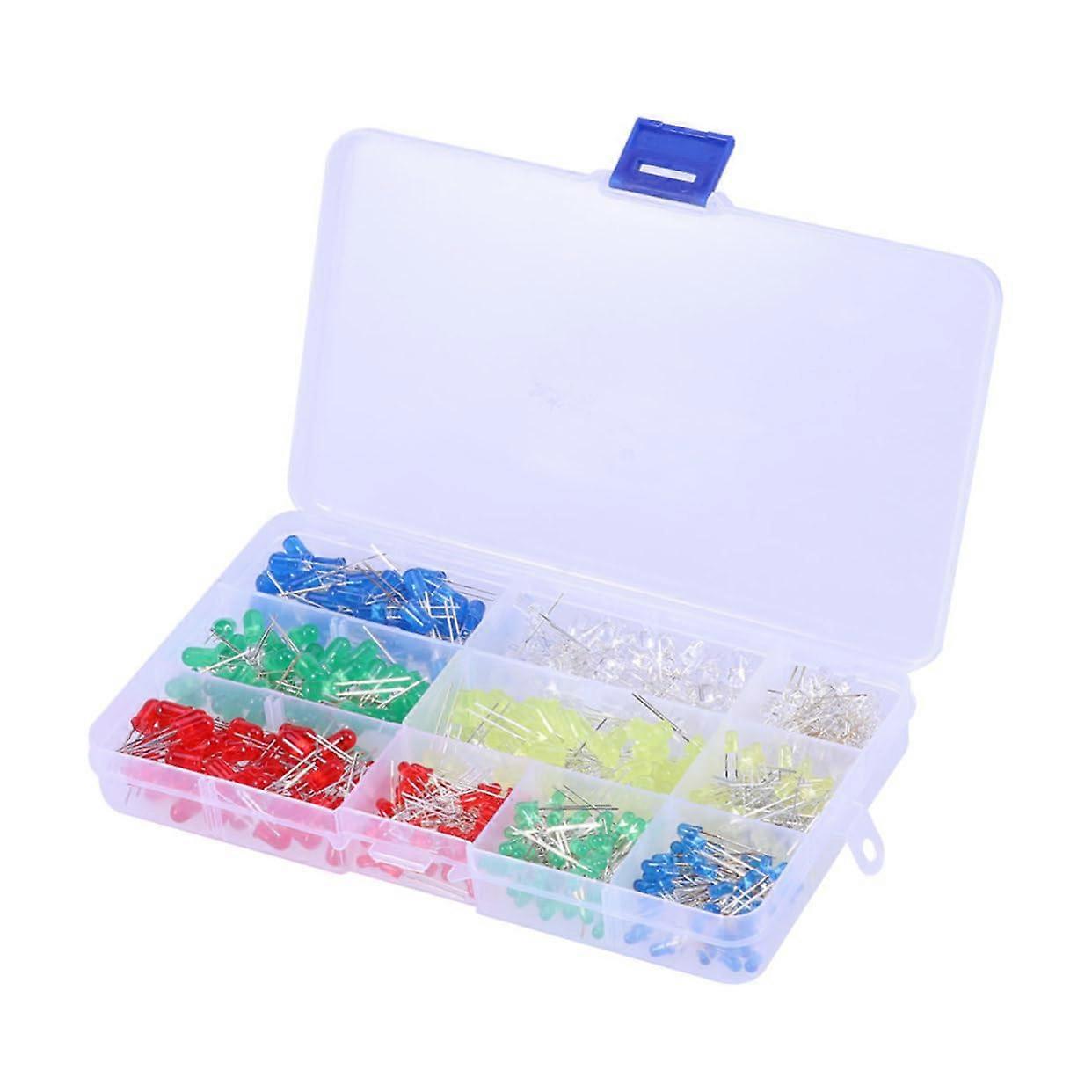 500Pcs Assorted LED Diodes Kit with Resistors for DIY Electronics Projects and Experiments