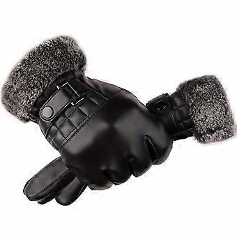 A pair of warm winter gloves for men, PU synthetic leather outdoor gloves, full finger gloves, men's gloves