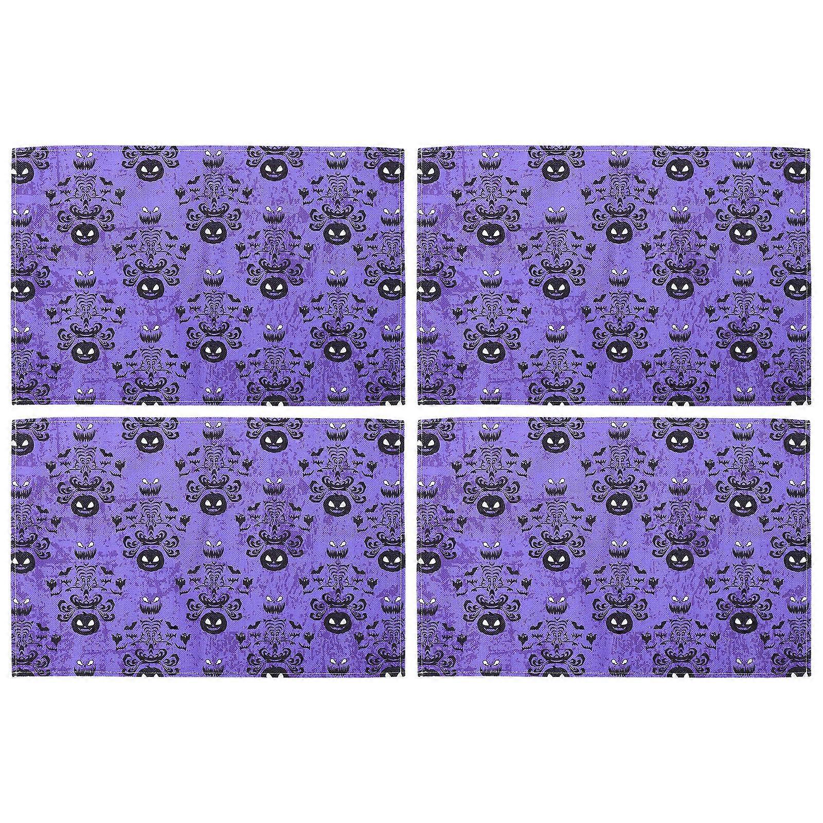 Halloween Table Mats Cotton Table Mat Decors for Dining 32Pcs Purple