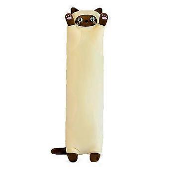 Long Cat Plush Pillow 35.4 Inch Soft Beige Kitten Cuddly Cat Body Pillow Gift for Kids and Adults