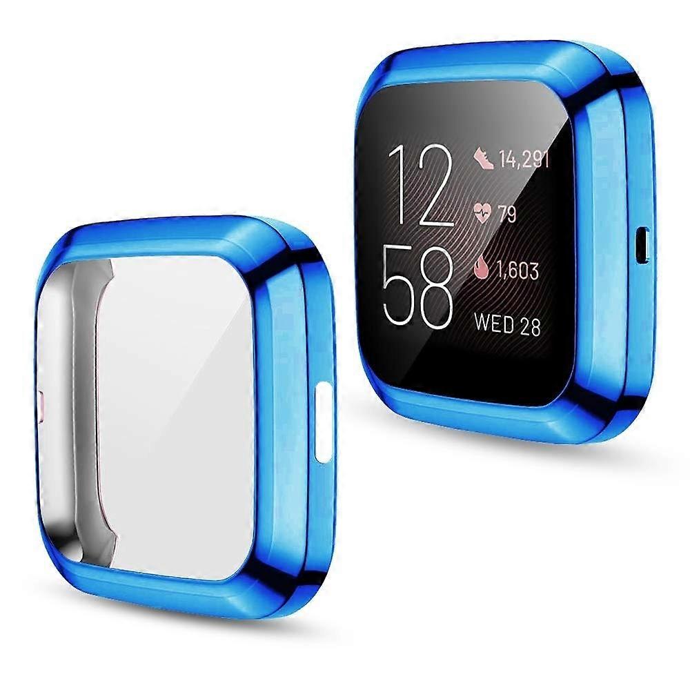 Blue TPU Plated Full Coverage Protective Cover with Precise Button Access for Fitbit Versa 2