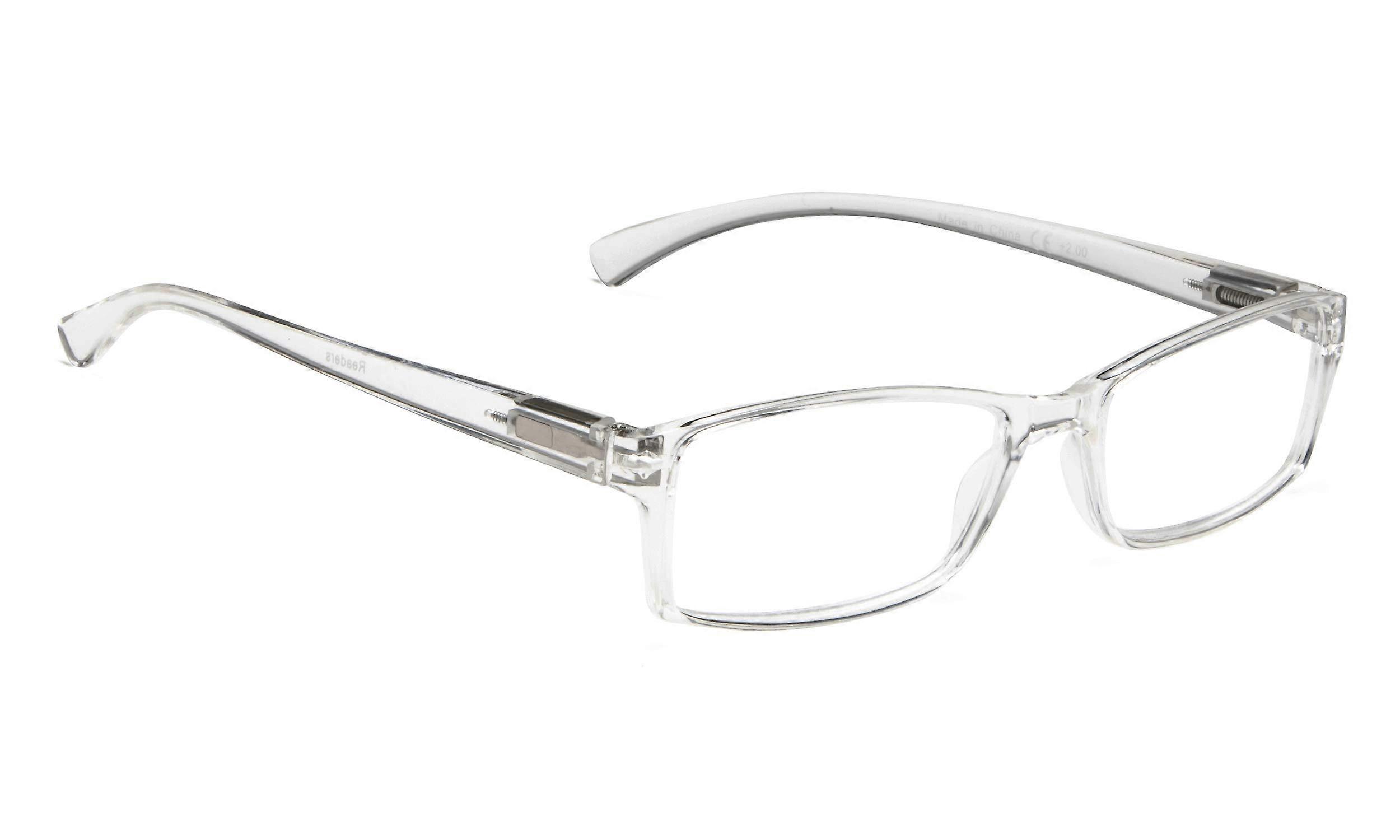 Transparent Rectangular Reading Glasses 0.75 Strength Unisex Frame for Near Vision Support