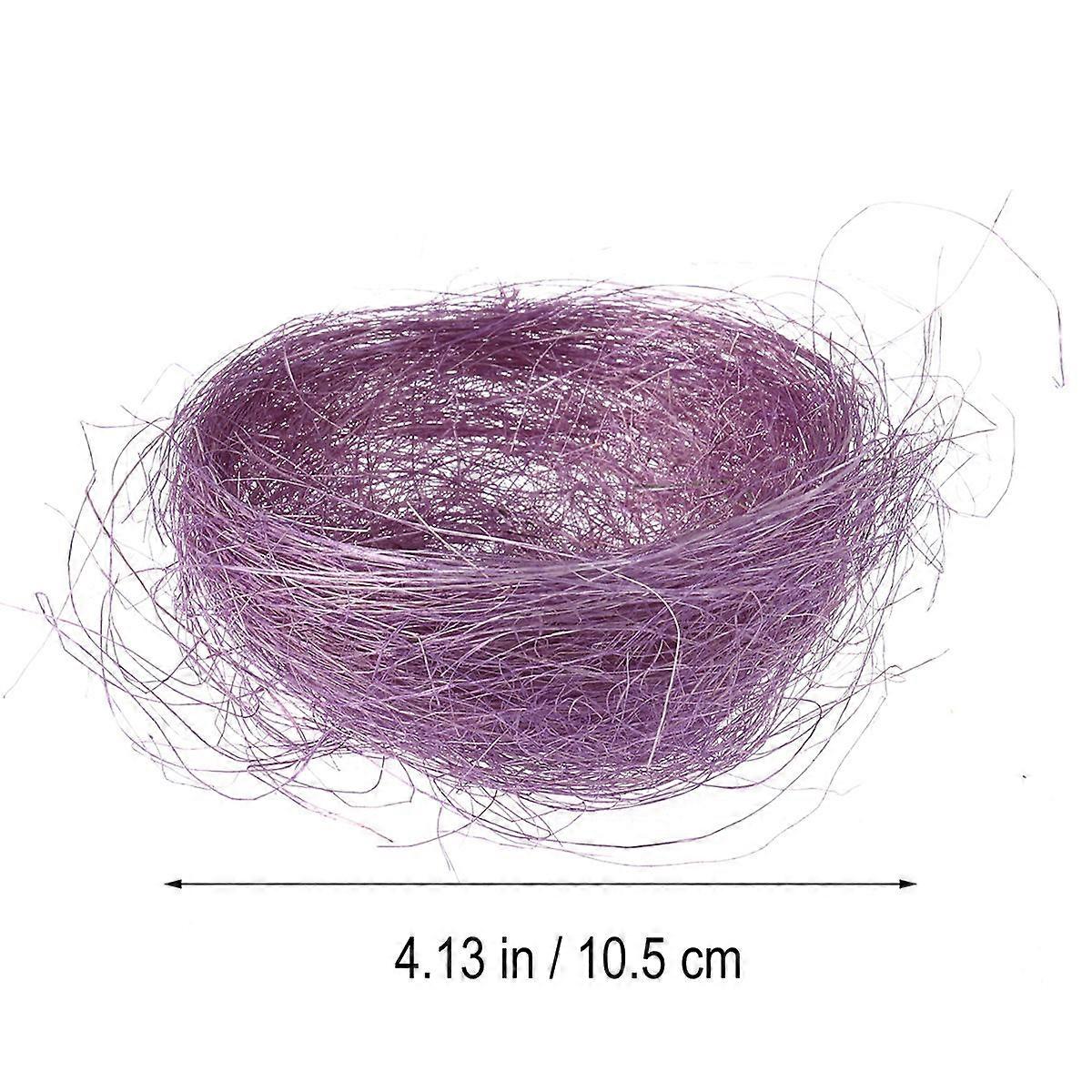 3Pcs Artificial Nest Easter Mini Colored Thread Bird Nests for Candies Eggs (Violet)