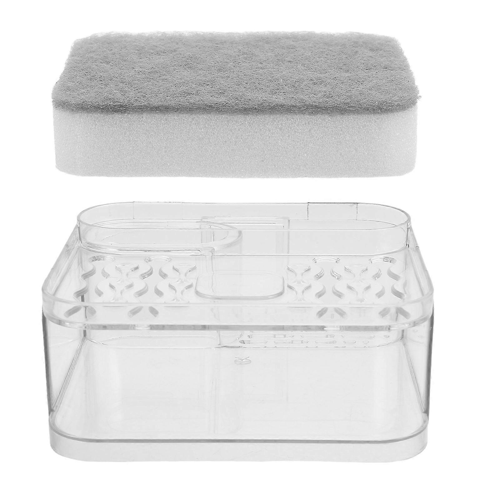 Plastic Wall Soap Holder for 4Pcs with Sponge and Multi Compartment Storage