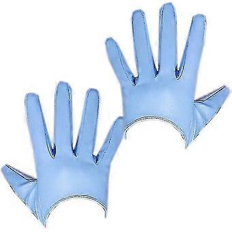 Light Blue Long Faux Leather Sheepskin Winter Gloves for Women Large Sleeves Evening Dress Gloves
