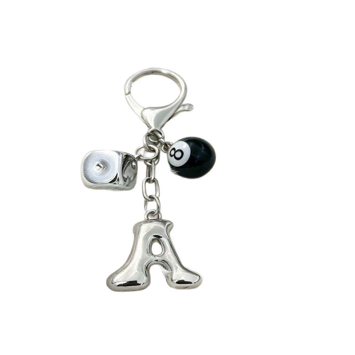 dice black eight 26 letter keychain