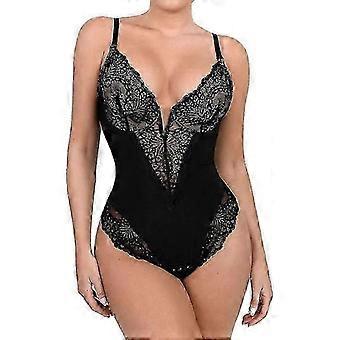 Popilush Lace Shapewear Bodysuit Women V Neck Tummy Body Suit Thongsc