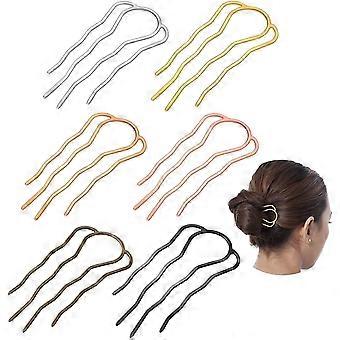 6 Pièces 87 mm Fourchette à cheveux Clip Bâton Cheveux Côté Peigne Épingle à Cheveux Chignon Chignon Cheveux Bâtons Alliage 4 Prong Chignon Épingles à Cheveux Clips Poignées pour Femmes Coiffure À