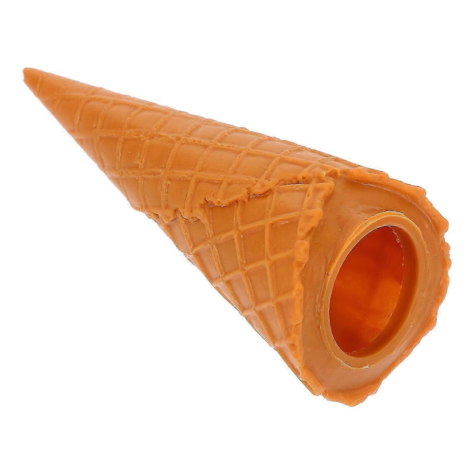 Ice Cream Cone Model Empty Cone Prop for Playing 3Pcs Brown PVC Simulation