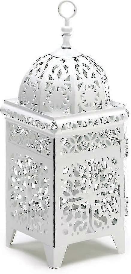 White Scrollwork Candle Lantern 10*27cm