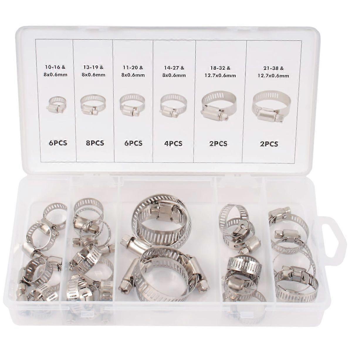 Assorted American Type Hose Clamp Set - 28 Pieces