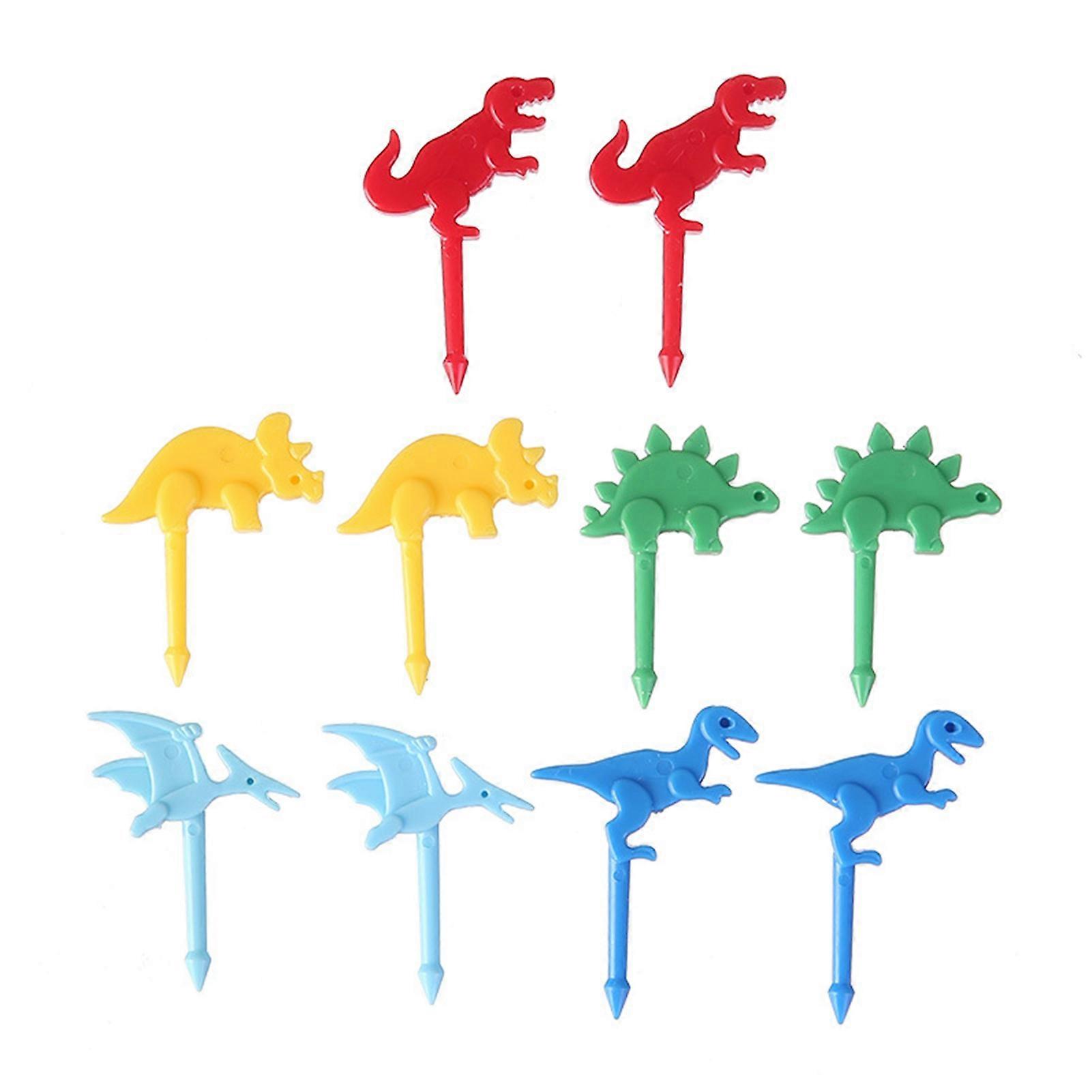 Space Saving 10Pcs Fruit Fork with Dinosaur Shape for Bento Decoration