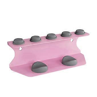 Pink Wall-Mounted Hair Dryer Holder – Durable Carbon Steel Organizer for Flat Iron & Bathroom