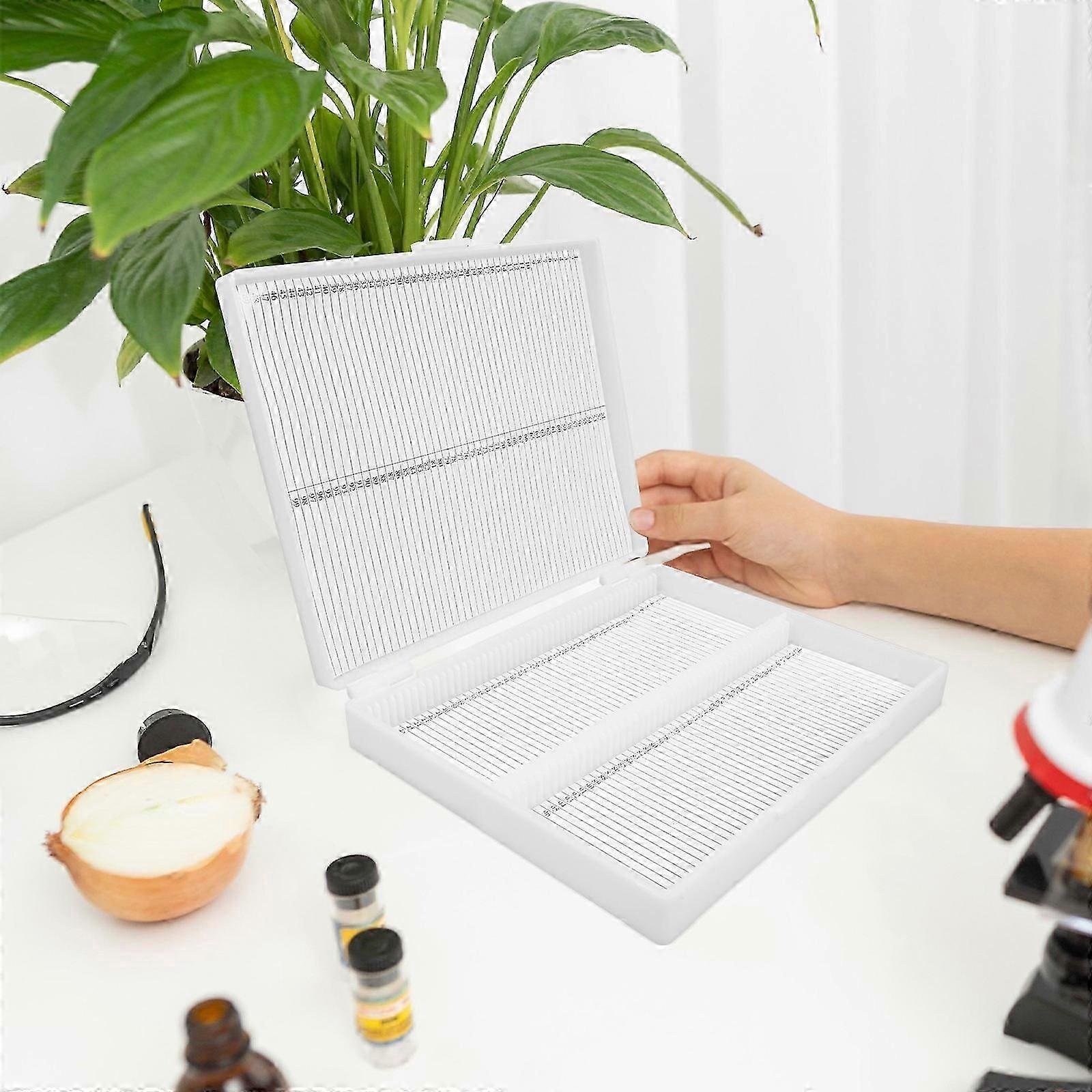 Microscope Storage White Plastic Slide Case 4Pcs for Laboratory Use