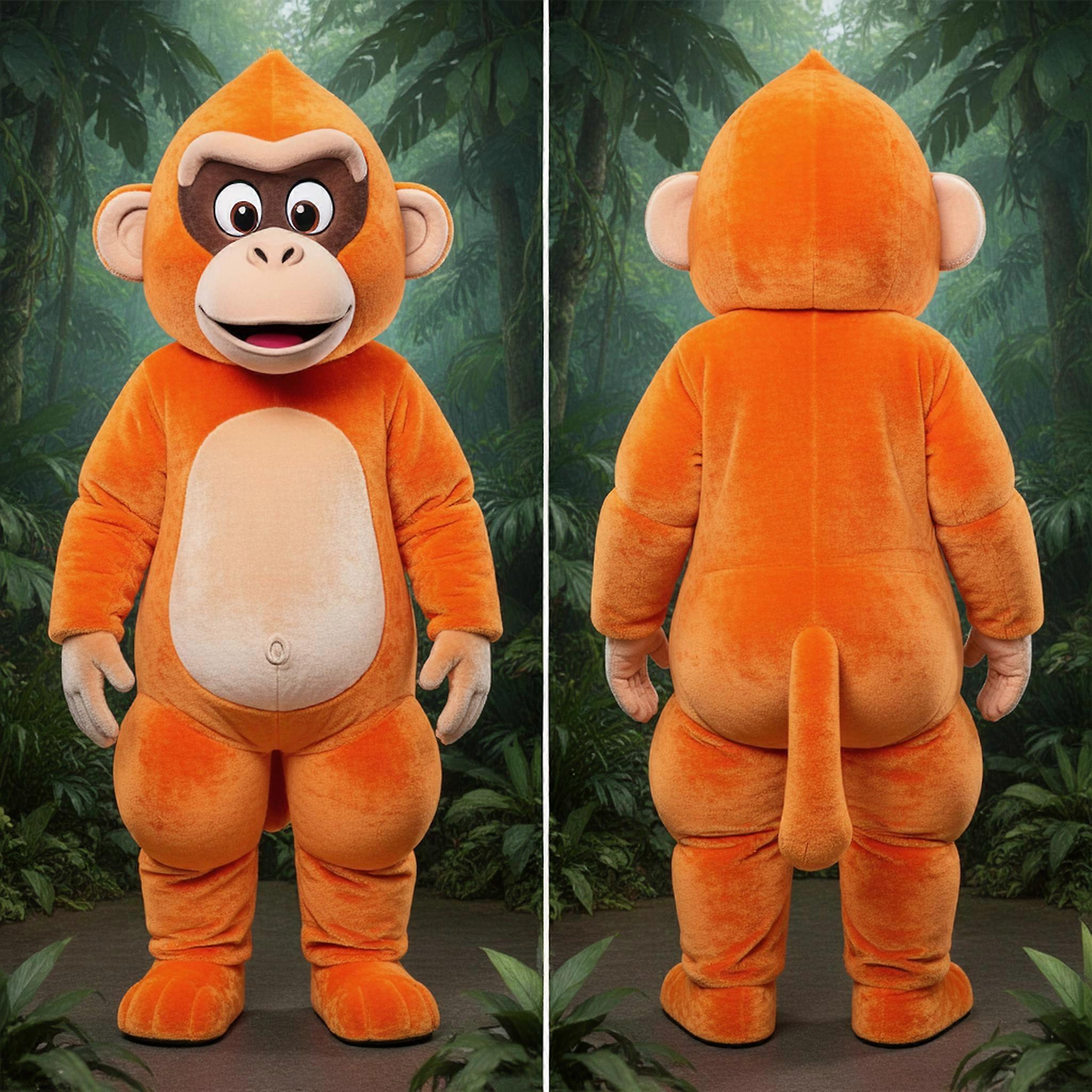 MASTICOT Orange Fluffy Baboon Mascot