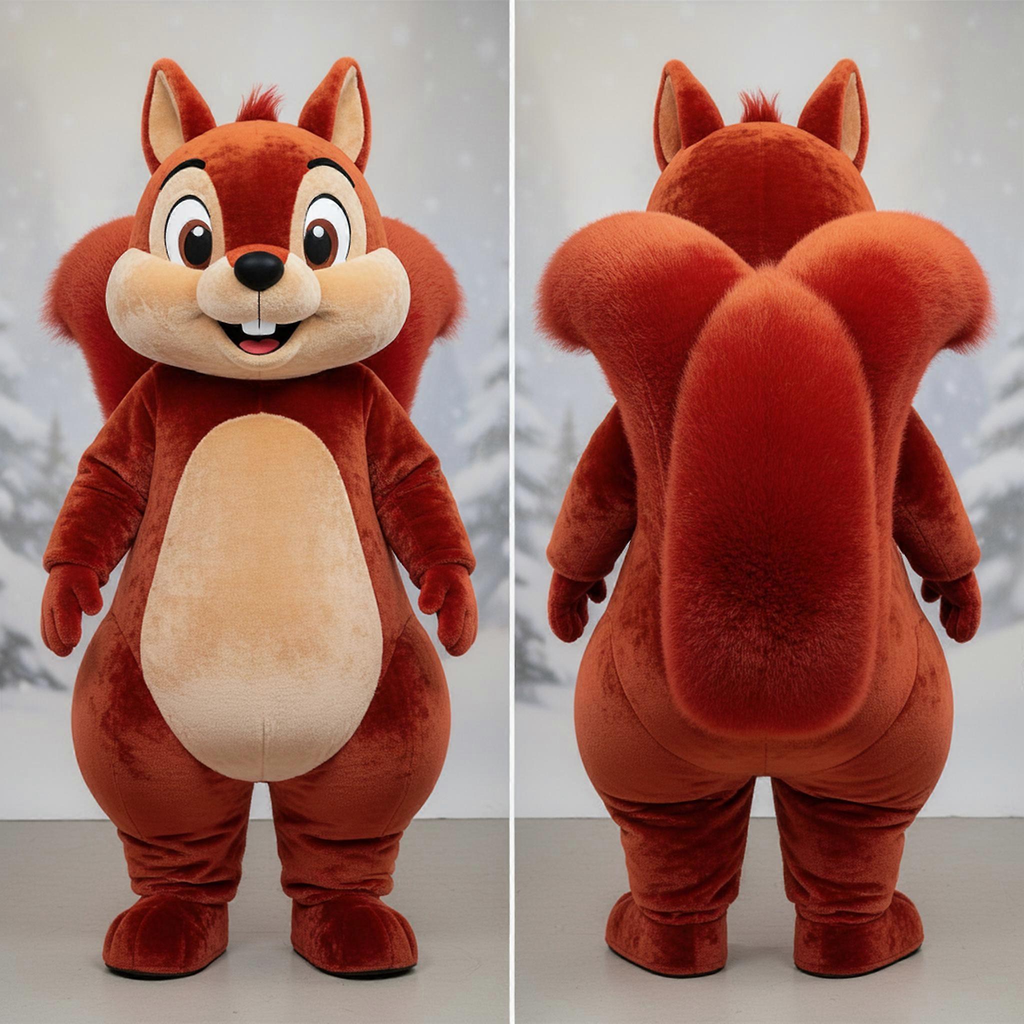 MASTICOT Red Fluffy Tailed Squirrel Mascot