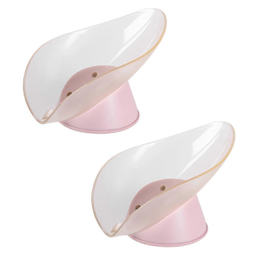 Creative Leaf Shape Soap Box for Storage 2Pcs Punch-Free Soap Holders