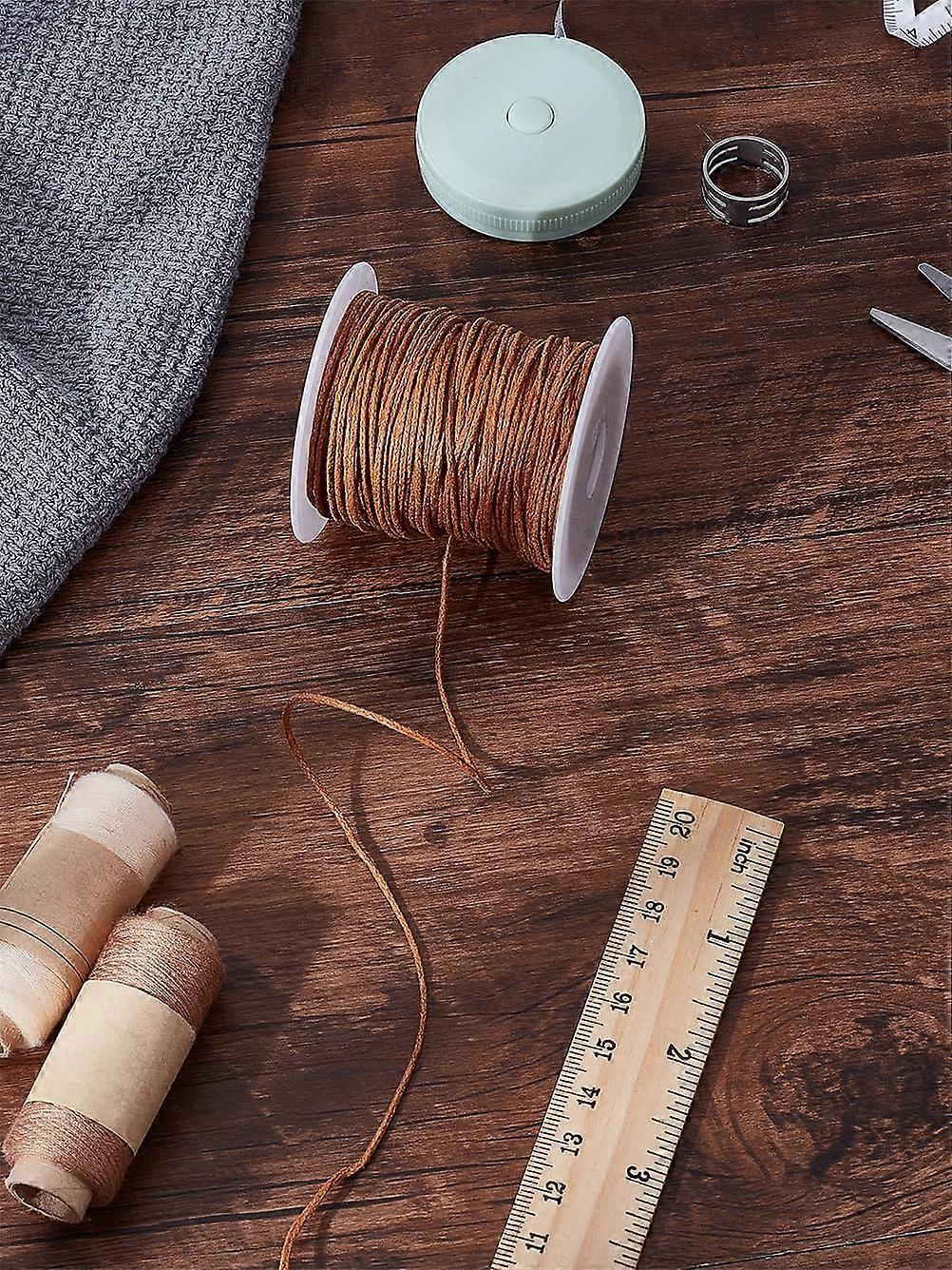1 Roll 47-50 Yard 1mm Waxed Cotton Thread Cords, Macrame Artisan String with 1Pc Plastic Empty Spools Beading String Roll Craft Cord Making Macrame