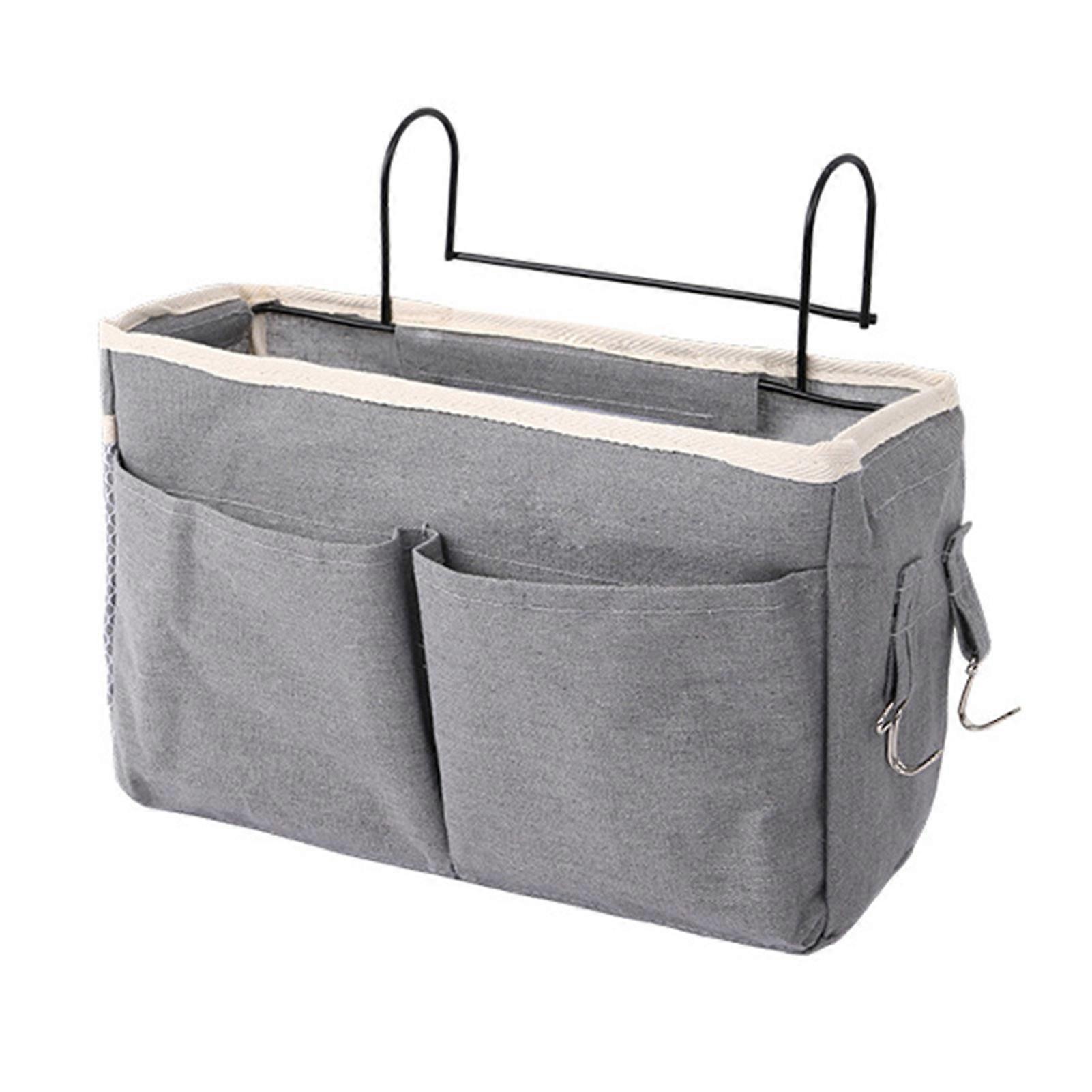 Bedside Hanging Storage Bag, Sturdy Hooks Large Capacity Multiple Compartments