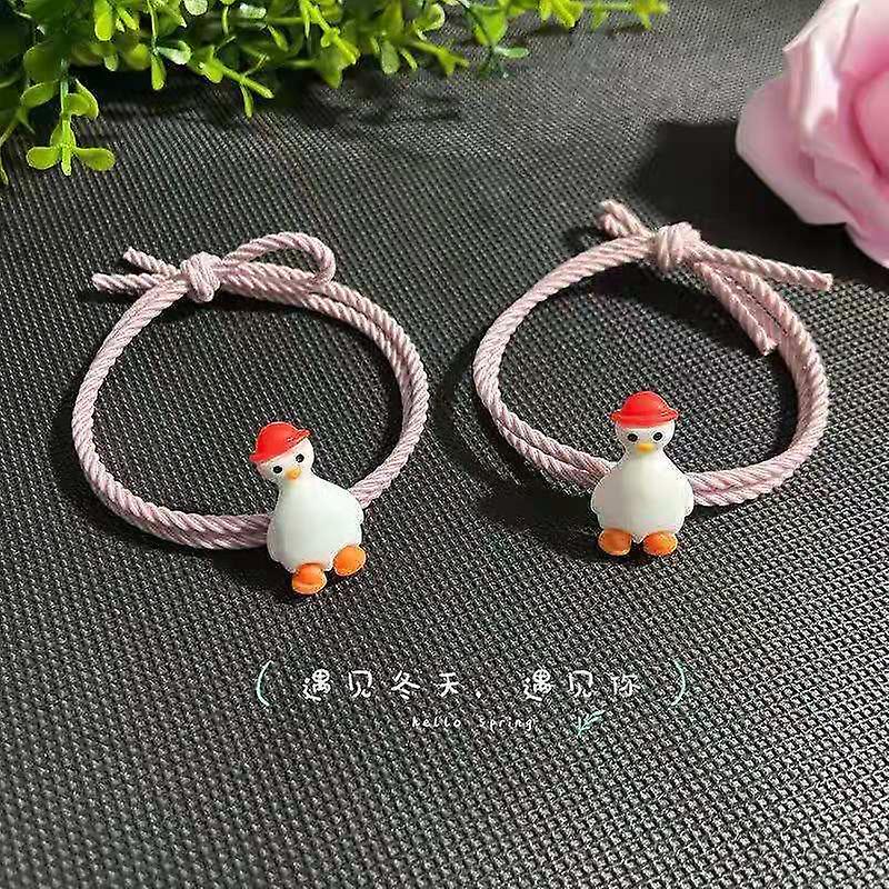 Love You Duck Small Rubber Band Cute Wrist Couple Bracelet Style Dual-use Female Hairpin