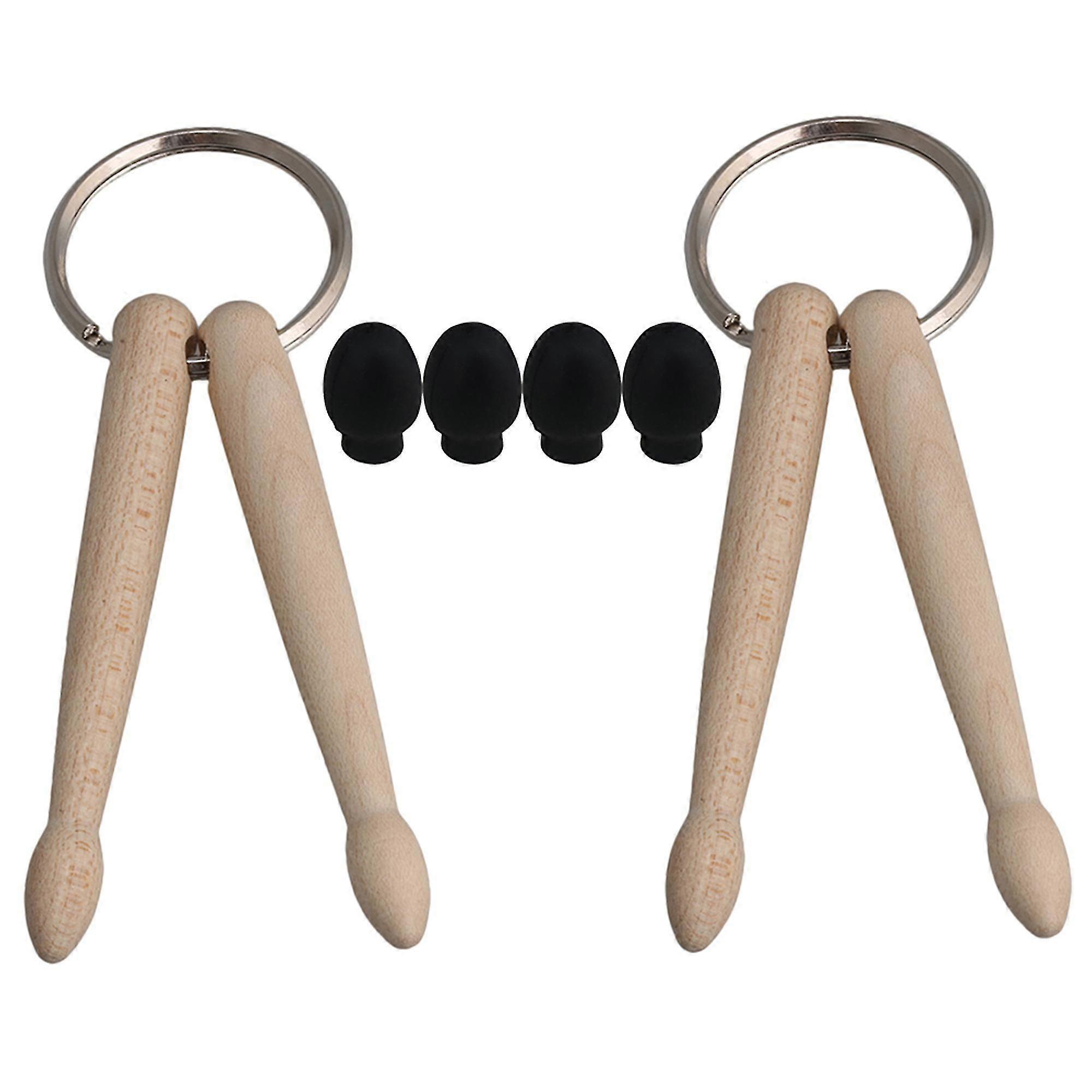 4pcs Drum Practice Accessories Drumstick Keychain&Rubber Practice Tips