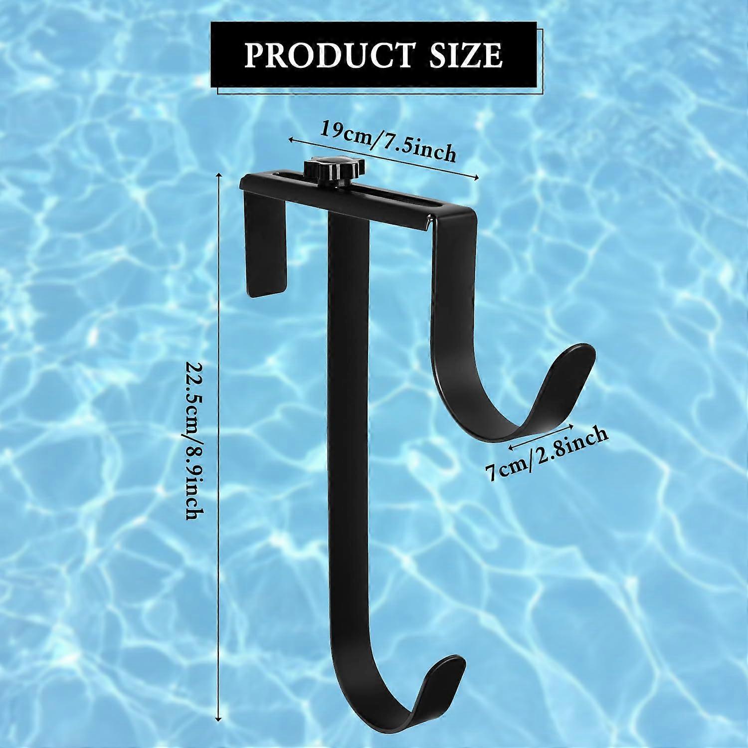 2PCS Pool Pole Hooks Adjustable Rustproof Metal Double Hook Design Pool Tool Organizer for Fence
