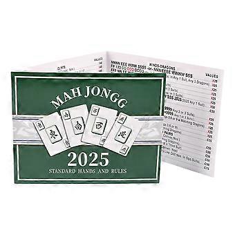 Amerikanisches Mahjong-Tischkartenset, 2-teiliges Faltblatt mit Handkarten und Regeln für Gruppen und Schnellkontrollen (Plastikfolie)