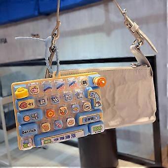 Mini Fidget Keychain Toy 26 Grids Transparent Plastic Keyboard Button Stress Relief Toy for Kids School Travel Use
