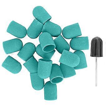 Polishing & Grinding Sanding Bands  25mm Nail Drill Bit Caps for Nail Art, 16 Piece Set (Green)