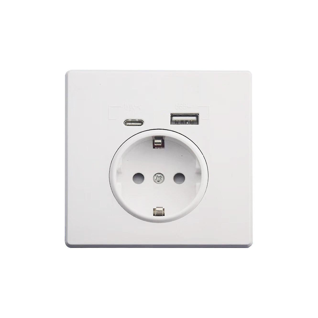 Eu Standard 16a Electrical Wall Charger Adapter Socket Usb Type A Type C Charge Power Adapter Outlets Schuko Plug Socket