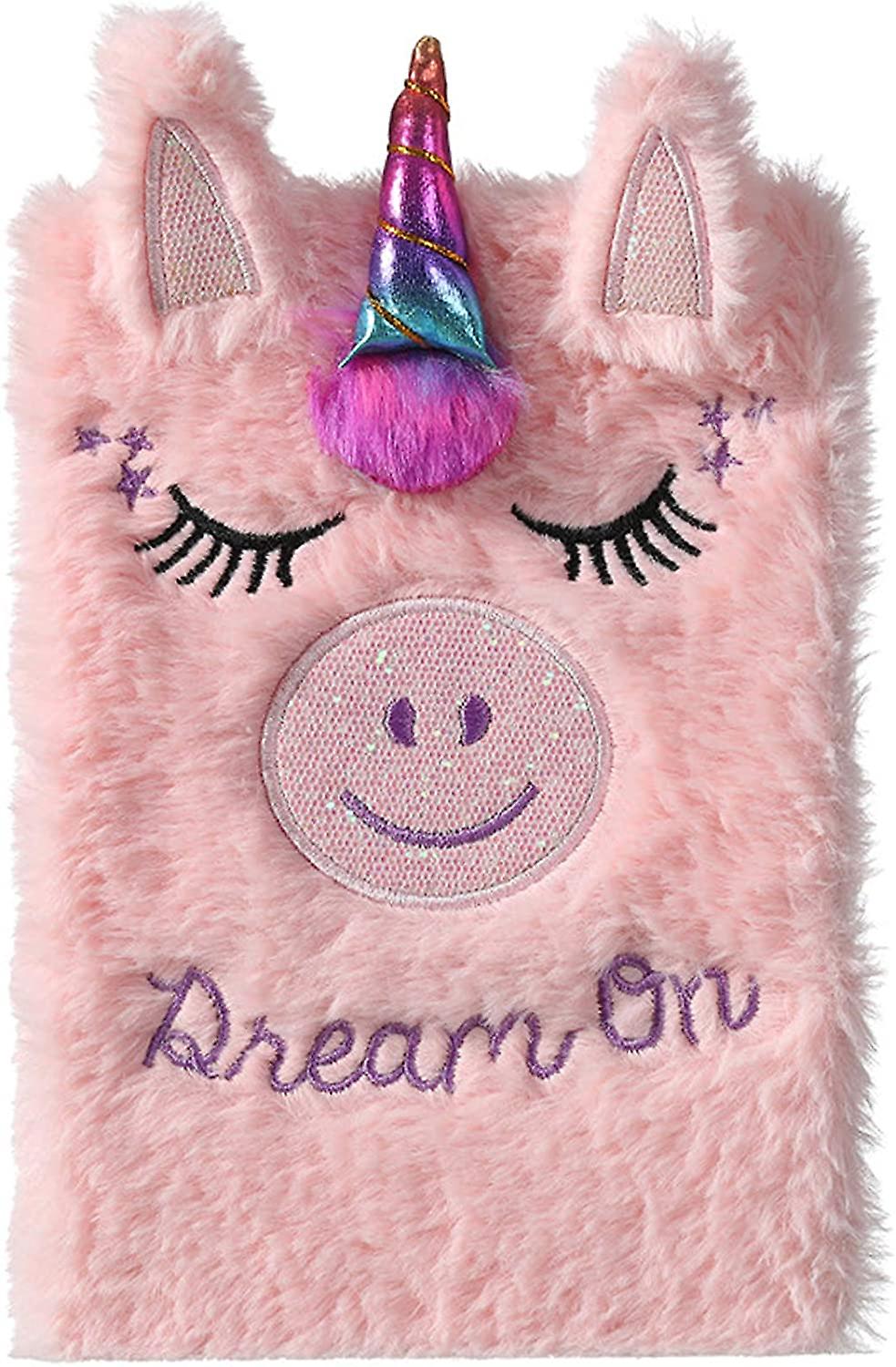 Lovely Animals Notebook Kids Plush Diary for Girls Teens Fuzzy Journal Writing Pad A5 Lined 160 Pages