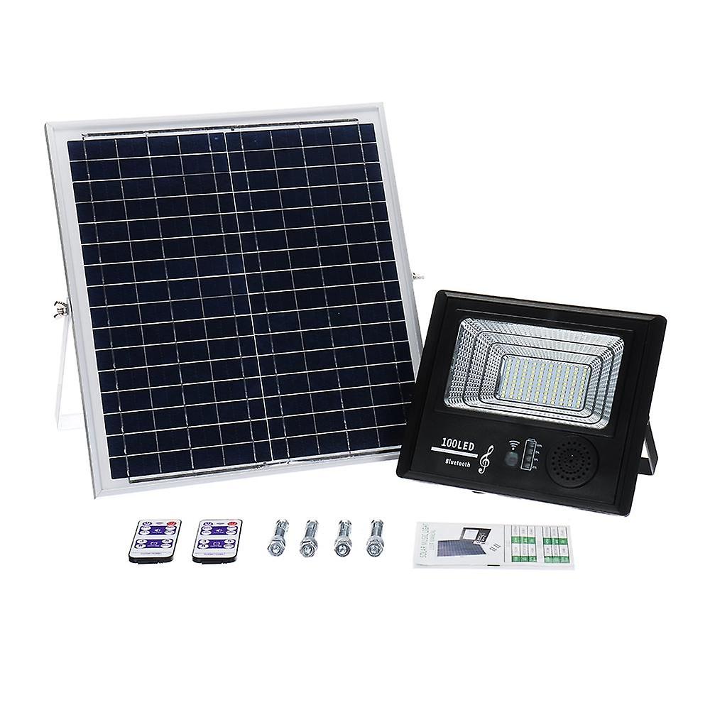 Bright Solar Powered 100 Led Flood Security Light With Remote Control - Dimmable For Outdoor Garden Wall